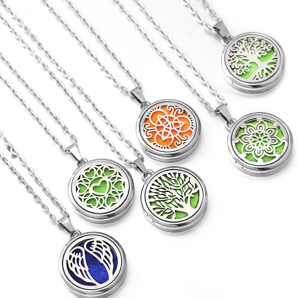 Diffuser Necklace Locket - Fashion Sayap Malaikat Pola Kupu-kupu 28MM