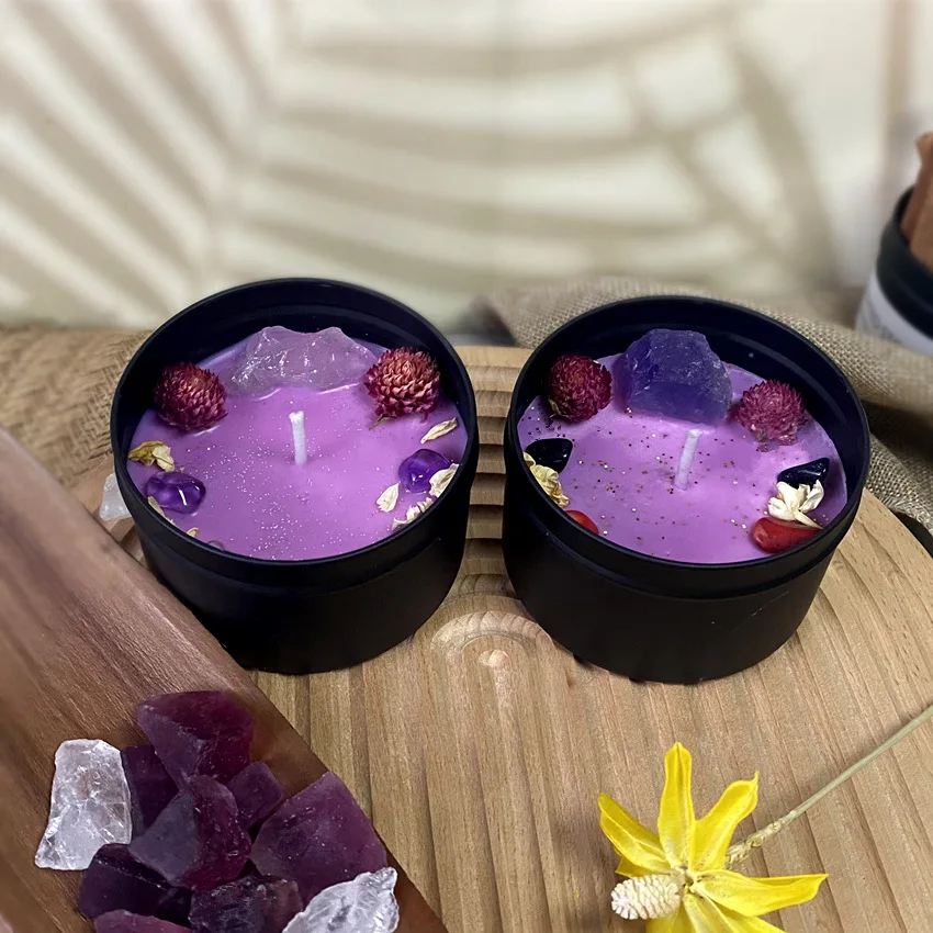 Home Fragrance Jar - 8x5.2cm lilin wangi batu kristal bunga