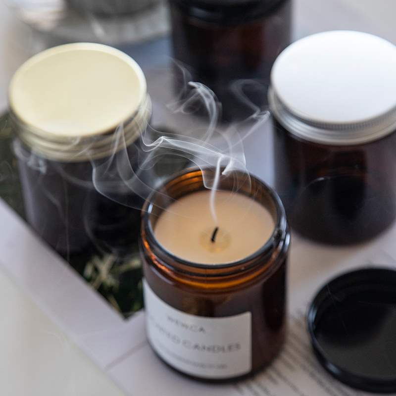 Amber Jar Candle - Stoples lilin kaca Amber dengan tutup,