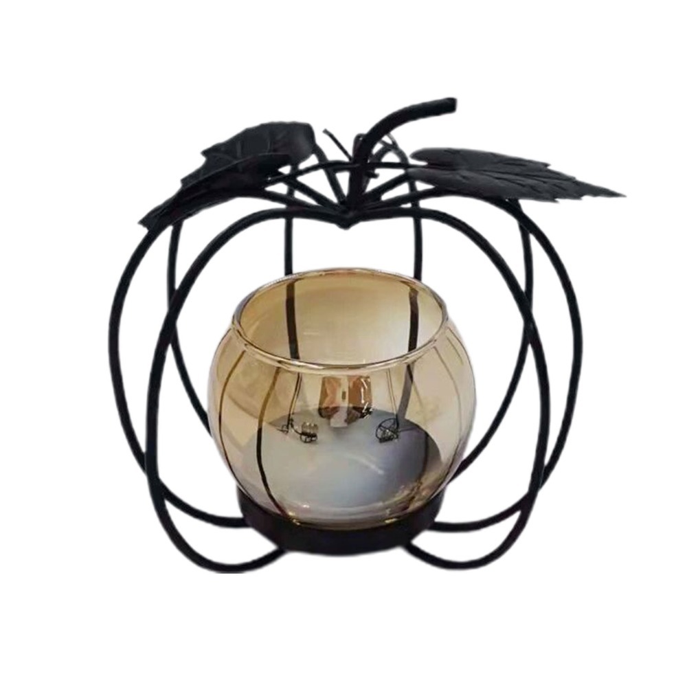 Amber Jar Candle - Tempat Lilin Besi Kaca dengan Cawan
