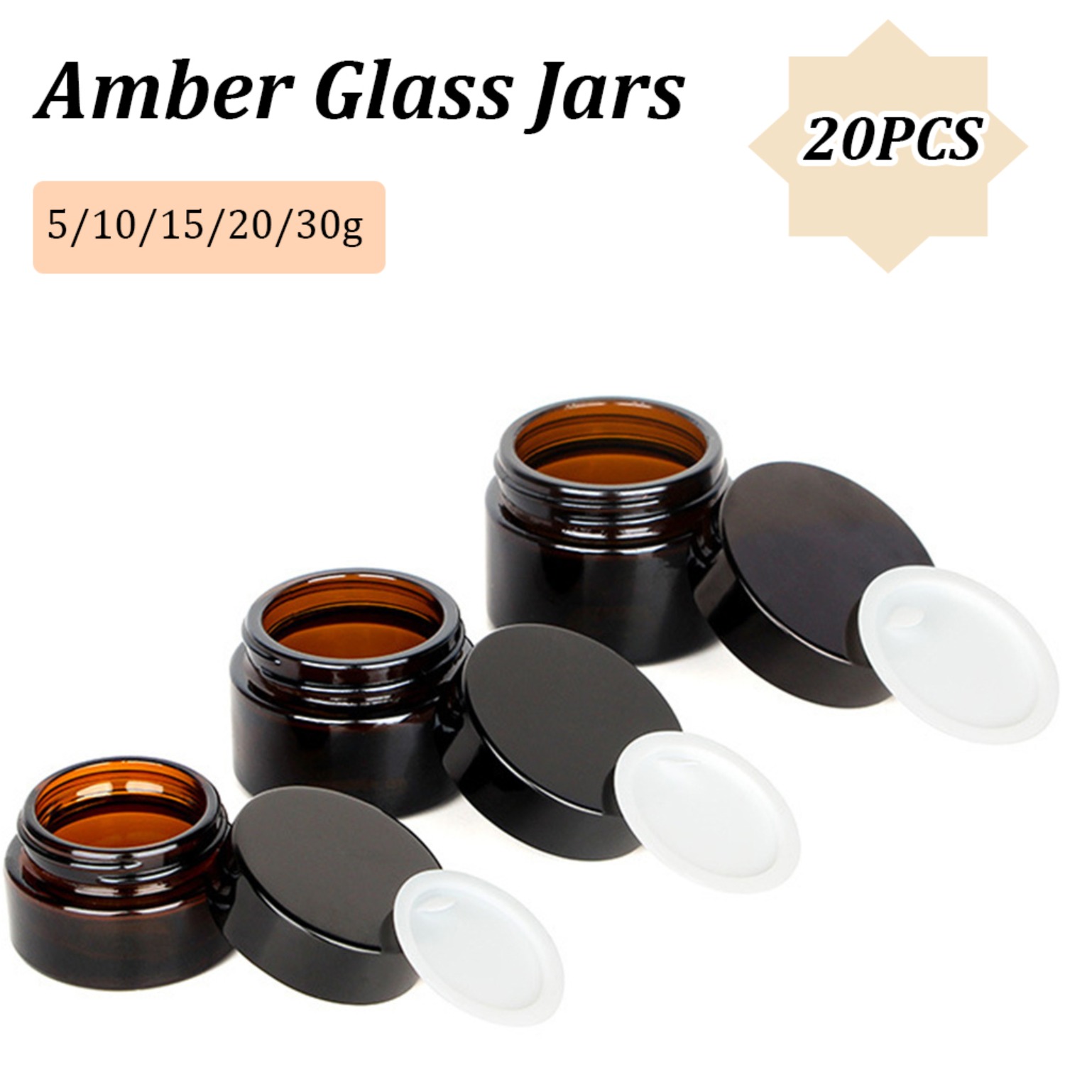 Amber Jar Candle - Stoples kaca Amber kecil dengan tutup
